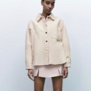 Zara Cream Corduroy Oversized Shacket